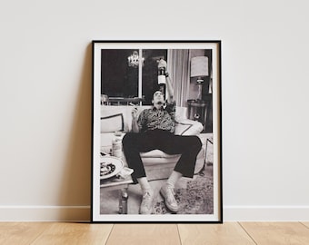 Impression Hunter S. Thompson, art mural noir et blanc, impression vintage, impressions photo, impression photo de qualité musée, art mural minimaliste