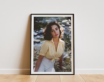 Póster con estilo de Elizabeth Taylor para decoración de pared, retrato vintage de Hollywood.