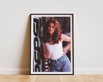 Cindy Crawford Gas Station Wall Art Poster , Vintage Americana Poster