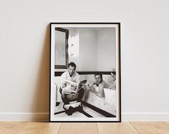 Jude Law and Ewan McGregor in Toilet Print, Black and White Wall Art, Vintage Print, Photography Prints, Museum Quality Photo Art Print