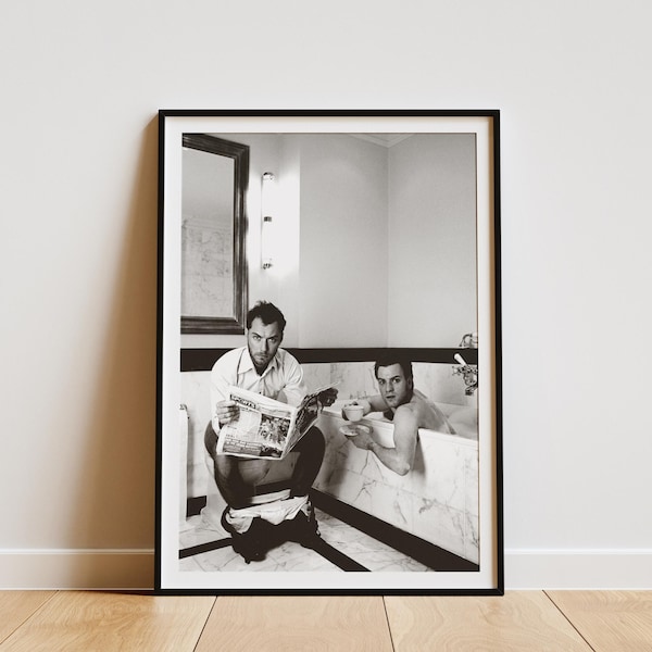 Jude Law e Ewan McGregor em pôster no banheiro, arte de parede em preto e branco, pôster vintage, impressões fotográficas, impressão fotográfica de qualidade de museu.