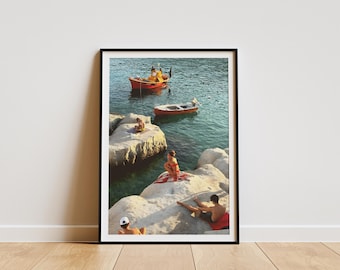 Mediterranean Harbor Poster, Photo Art Print, Vintage Print, Photography Prints, Museum Quality Photo Art Print, Summer Wall Art