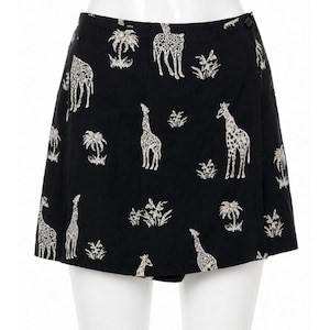Vintage 90s Safari Giraffe Print Skort Linen Feel Anthropologie Style Large bild 1