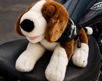 Harley Davidson Beagle Plush Stuffed Animal | Motorcycle Biker Puppy Dog Toy | Harley Collector Decor | 17 Plush Puppy