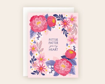 Pitter Patter Valentine's Day Card CLOSEOUT