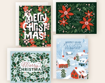 8 Pack Assorted Holiday Cards - 2 of each Christmas Card