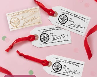 Blank Santa Stamp with North Pole Seal – Reusable Gift Tag Imprint