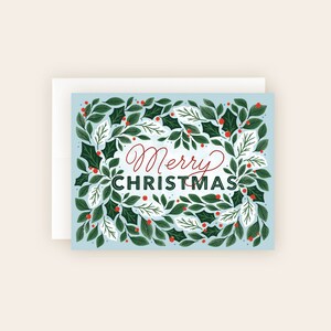 Merry Christmas Greenery Card: Holiday Greeting (A2)