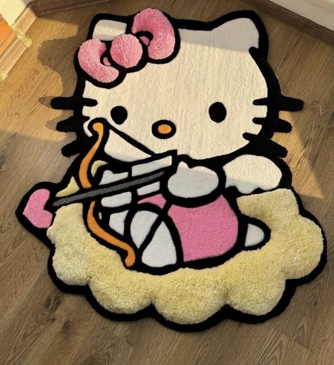 Hand-tufted Kitty Rug | Kawaii Kids Room Decor - Etsy