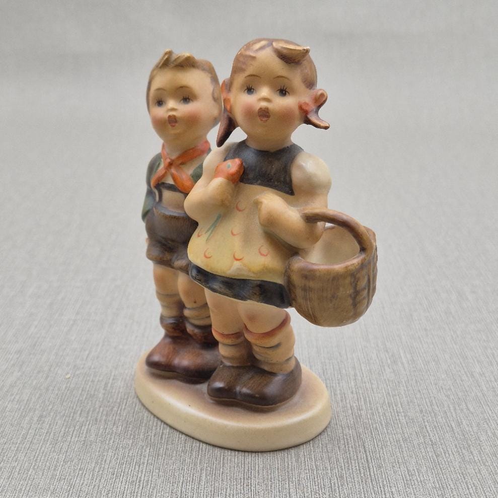 Hummel Figurine Boy and Girl With Basket - Etsy