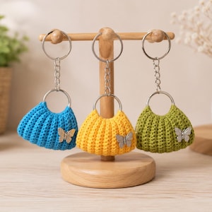 Crochet Mini Purse Keychain Pattern PDF, Cute Bag Charm Tutorial, Beginner Easy Crochet Wallet Keyring, Small DIY Gift, Instant Download
