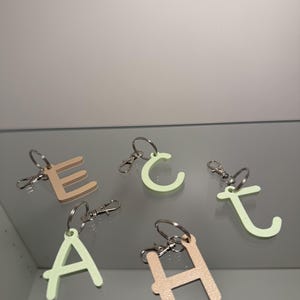 Gepersonaliseerde sleutelhanger met letter - 3D-print - initialen - cadeau-idee - kleur naar keuze - tashanger