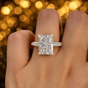 Rektangulär ring med CZ - Elegant förlovningsring, brudsmycken, present till henne