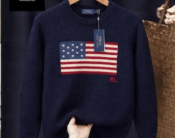 Polo Ralph Lauren USA Flag Shawl Knitted Cardigan Men's Large - Etsy