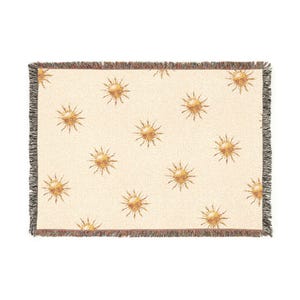 Sunburst Pattern Woven Blanket | Celestial Sun Throw
