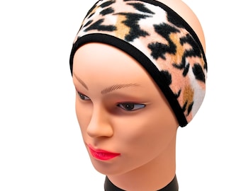 Animal skin headband  fleece ear warmer, boho head wrap.  Girls night out. Cheetah Halloween costume.  Gift for her.