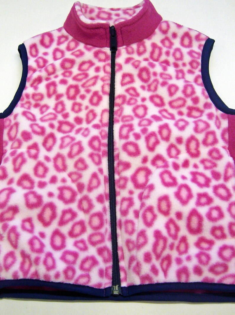 Child Fleece Vest PINK LEOPARD with Corsage Pink Fleece Etsy