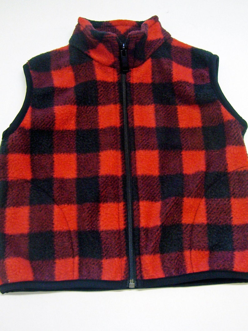 Child Fleece Vest Red Plaid Sizes From 6 Months to Size 6 Etsy