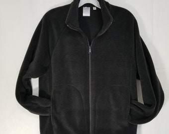 Unisex black fleece jacket for men and women with inside zip pocket. Thick fleece from Polartec LLC,  Choose your size from XS to XXL