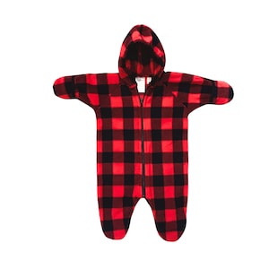 Red Plaid  fleece baby bunting, infant swaddle, baby wrap, all in one, baby shower gift, lumberjack print.  Size S,  M  or L