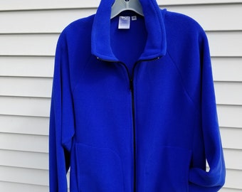 Royal blue Unisex fleece zip up jacket, men or women. Choose your size  XS - XXL,  fabric from Polartec LLC,   Inside zip pocket. Winter