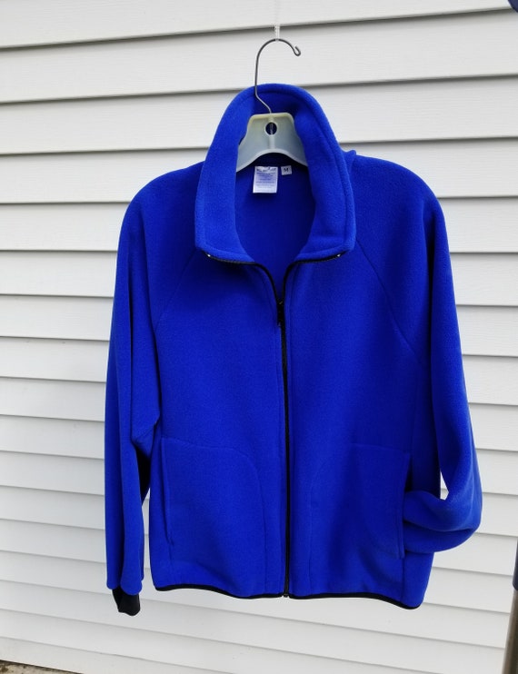 Royal blue Unisex fleece zip up jacket, men or women. Choose your size XS -  XXL, fabric from Polartec LLC, Inside zip pocket. Winter