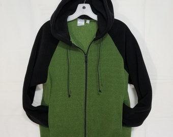 AGAVE green  fleece hoodie jacket for men or women, fleece from Polartec LLC.  Unisex size. inside zip pocket. Choose your size