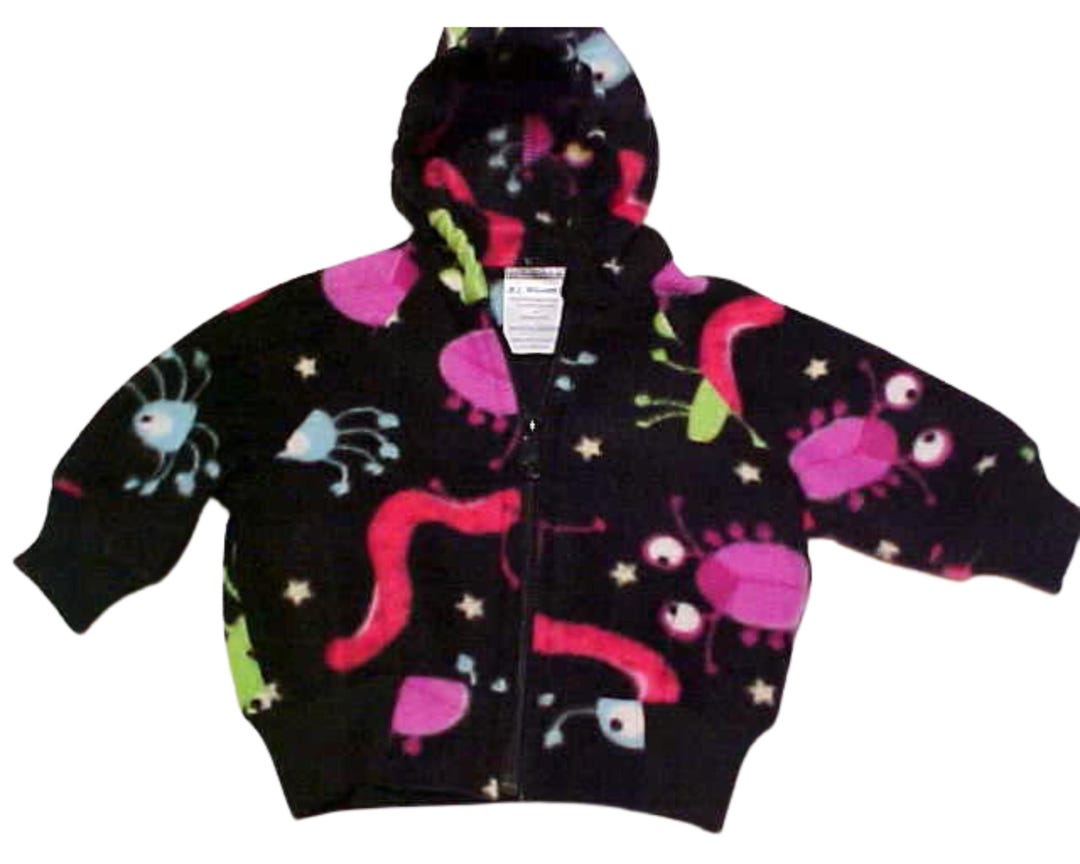 Handmade Fleece Hoodie: Monster Bugs Print, Infant to Child - Etsy