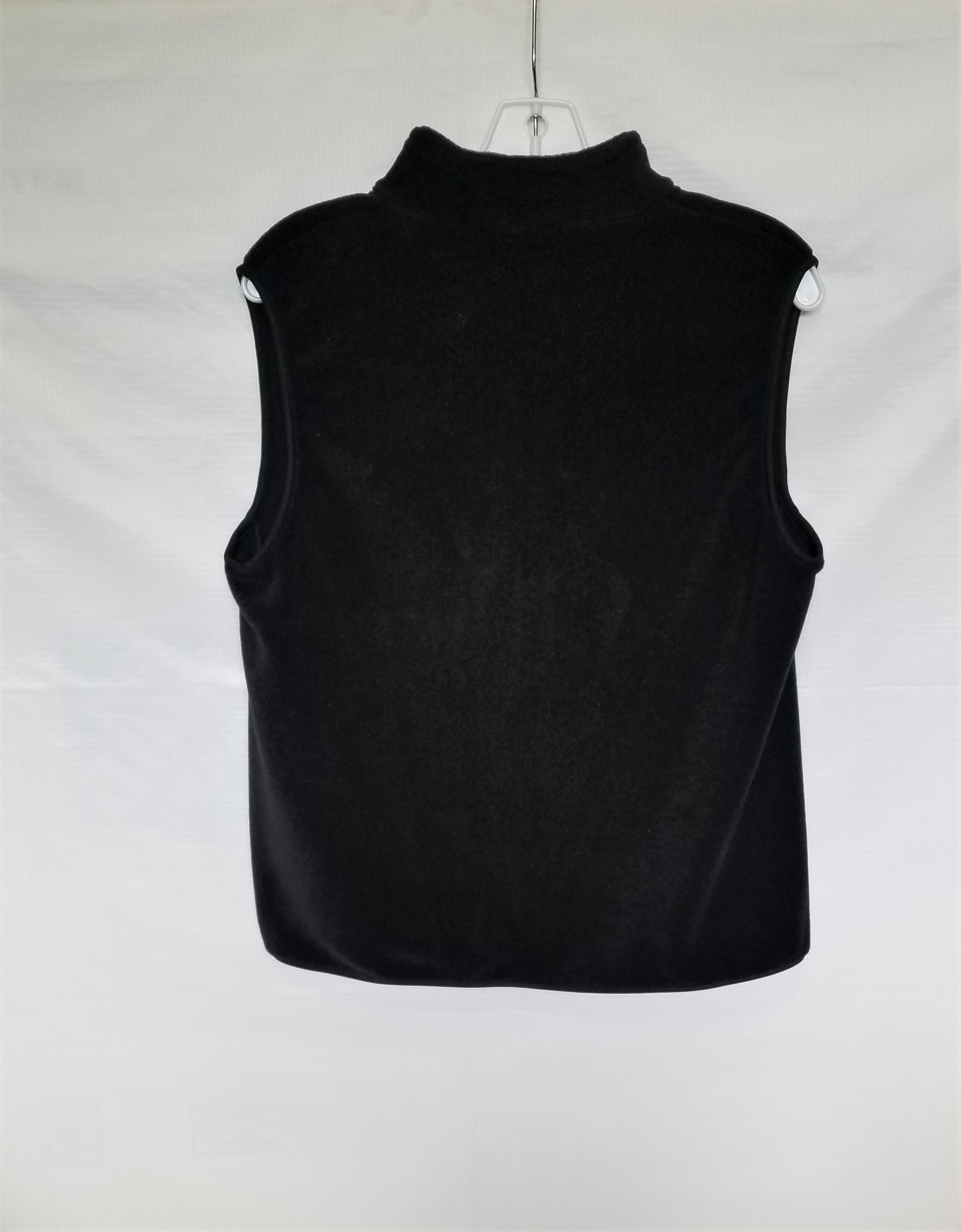 Black Fleece Vest for Men or Women With Inside Zip Pocket, Unisex 