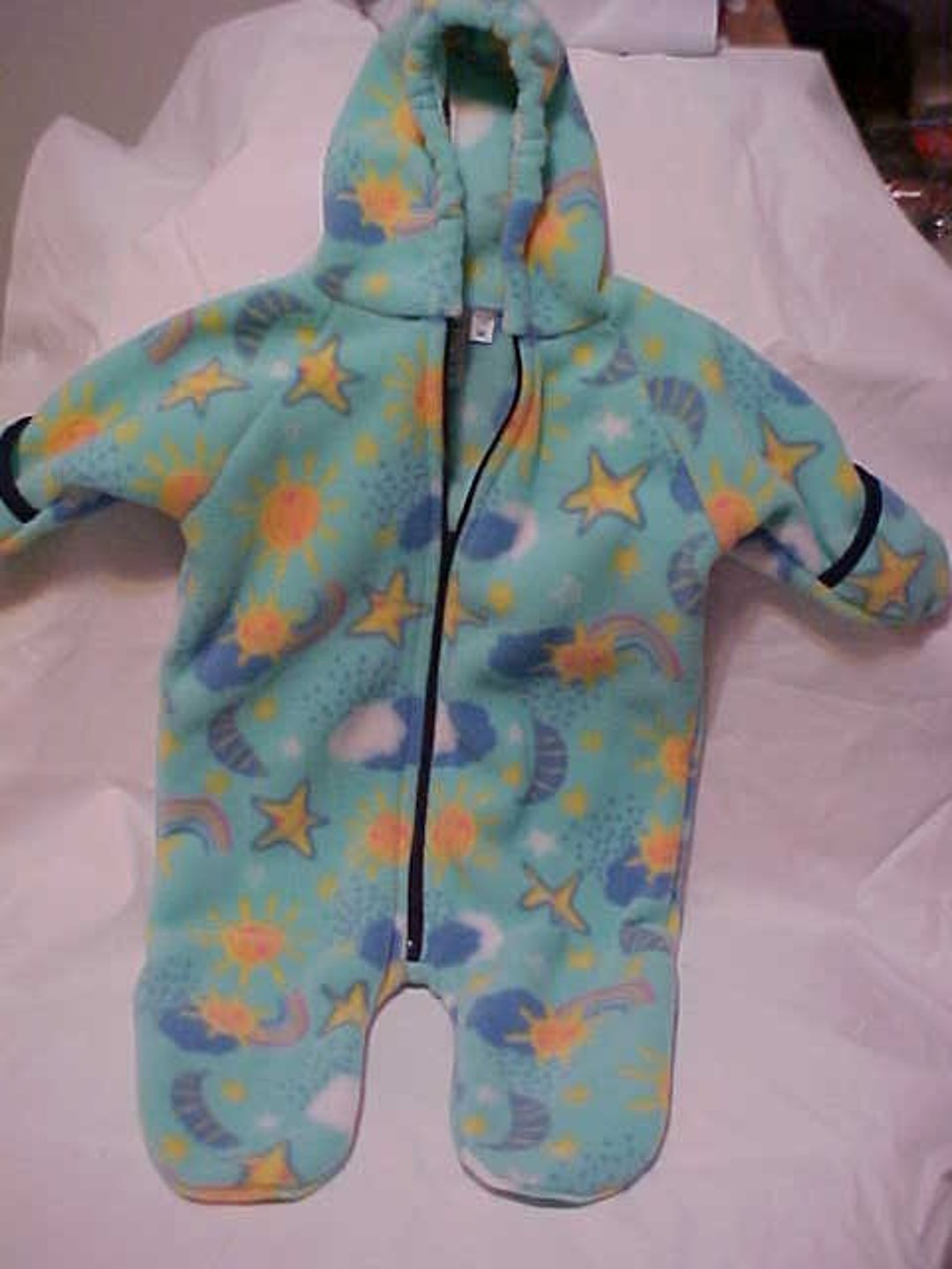 Fleece Baby Bunting, Infant Swaddle, Baby Wrap, All in One, Shower Gift SUN & STARS Size S, M or