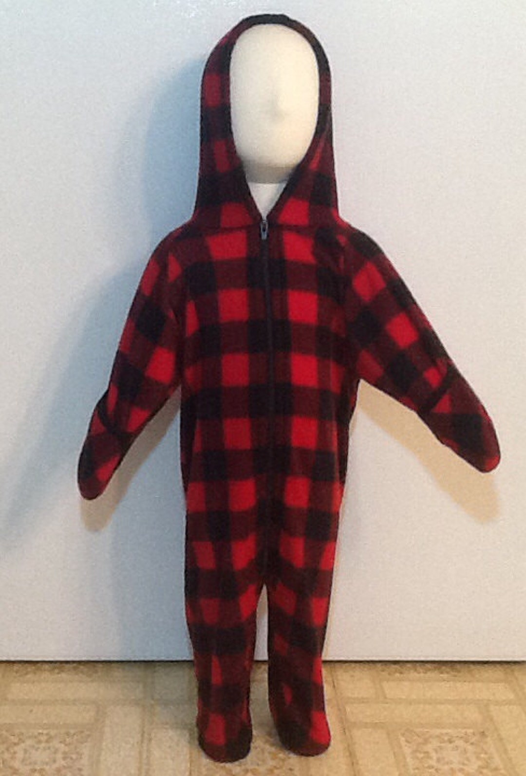 RED PLAID Lumberjack Fleece Baby Bunting.. Onesie Size S Etsy