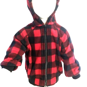 Baby or Child  Fleece Jacket -  RED PLAID -  Sizes from 6 Months to Size 4