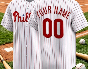 Camisa personalizada Philadelphia Baseball #00 Pick-A-Player, masculina e juvenil, em poliéster branco, da Major League Baseball.