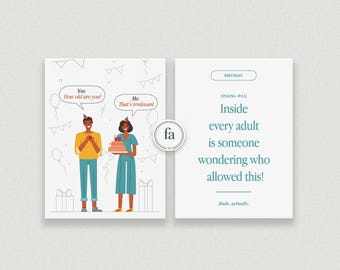 Tarjeta de cumpleaños divertida para adultos / Saludo humorístico sobre amistad y relaciones (Descarga digital)