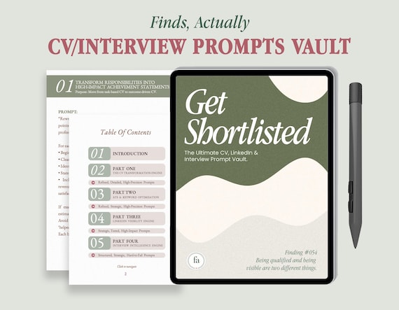 GET SHORTLISTED: Resume prompt workbook | ATS resume & linkedIn optimisation  Ai job search toolkit | cv writing guide | career planner pdf