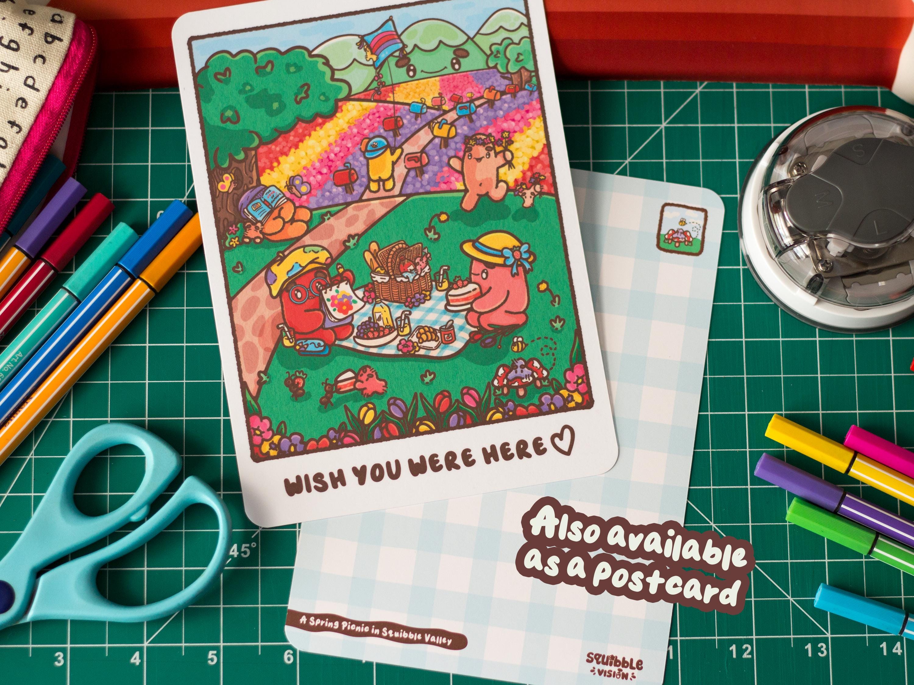 Squibble Spring Picnic Art Print | Squibble Valley Illustration | Cozy Meadow ...