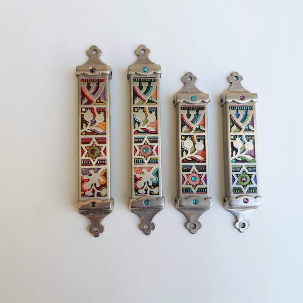 David Star Door Mezuzah Case, Laser Cut, Swarovski Crystal, Religious Swarovski Findings, Israeli Mezuzah for Jewish Housewarming Gift