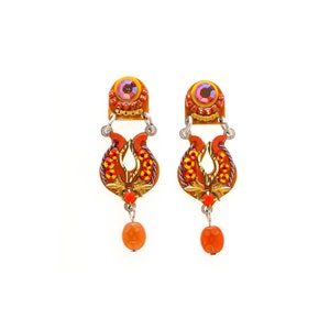 Goldene Ohrstecker baumeln Swarovski Ohrringe Perlen Kristalle Tropfen Ohrringe glücklich bunte Ohrstecker Boho handgemachte zwei Teil Ohrringe Geschenk für Mama