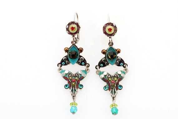 Items similar to Two part turquoise earrings - Alpaca metal two part ...
