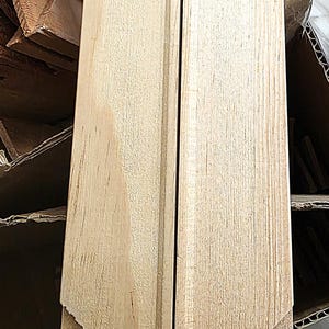 Può includere: Sono mostrate due assi di legno non rifinite, ciascuna con un bordo smussato. Le assi sono marrone chiaro e sembrano nuove. Il testo "9 inch" è scritto sull'immagine. Le assi misurano circa 23 cm.