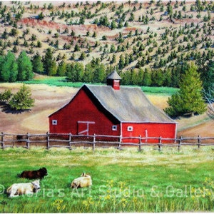 Barn Wall Décor, Wall Art Prints, Gifts for the Home, Housewarming gift, Mixed medium wall art, Oregon art, Barn in prints, Barn painting.
