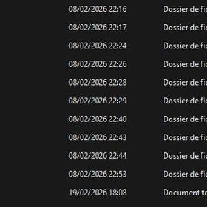 May include: A dark computer screen shows a list of file folders. The folders are labelled with numbers and titles related to Python programming, such as "Python basics", "Advanced conditionals", and "Simple loops". The file type is "Dossier de fichiers".