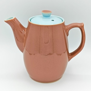 Vintage Denby Langley Lucerne Kaffekanna / Terrakotta & Ljusblå / 1960-talet