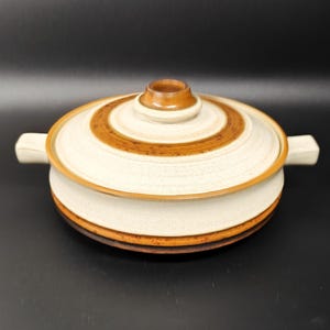 Casserole/soupe vintage Denby Potters Wheel avec couvercle rouillé - Grande 2 pintes