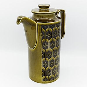 Vintage 1970s Hornsea Heirloom Lakeland Green Coffee Pot with Lid