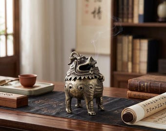 Pixiu Incense Burner Bronze Dragon Holder Zen Decor Mini 2in