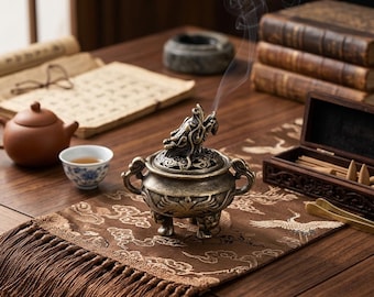 Dragon Head Incense Holder Bronze Cloud Burner Zen Decor 1.89 in