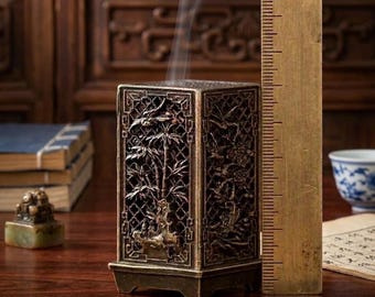 loud Incense Holder Bronze Stick Burner Zen Decor Mini 2.3in