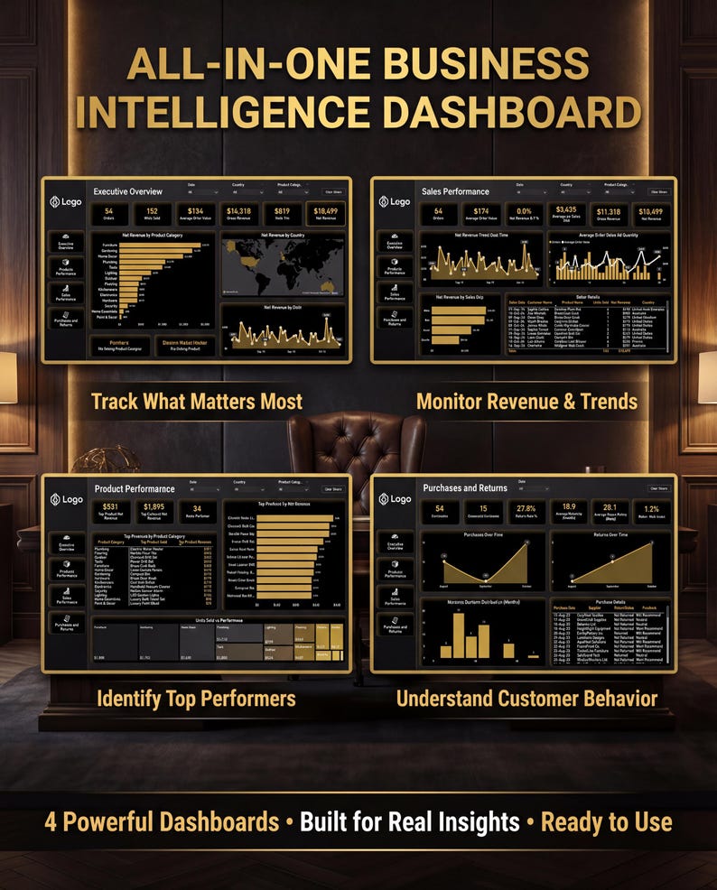 Power BI Sales Dashboard Template | Business KPI Tracker (digital ...