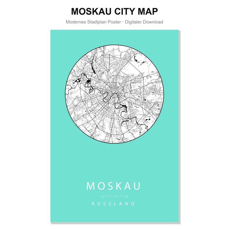 Moscow City Map Poster – Digital Download | City Map Wall Art | 4 ...